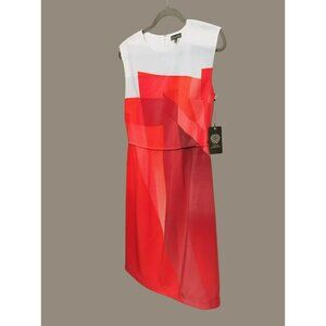 Vince Camuto Geometric Sleeveless Dress Size 2 NWT Red White Sunrise Pomegranate